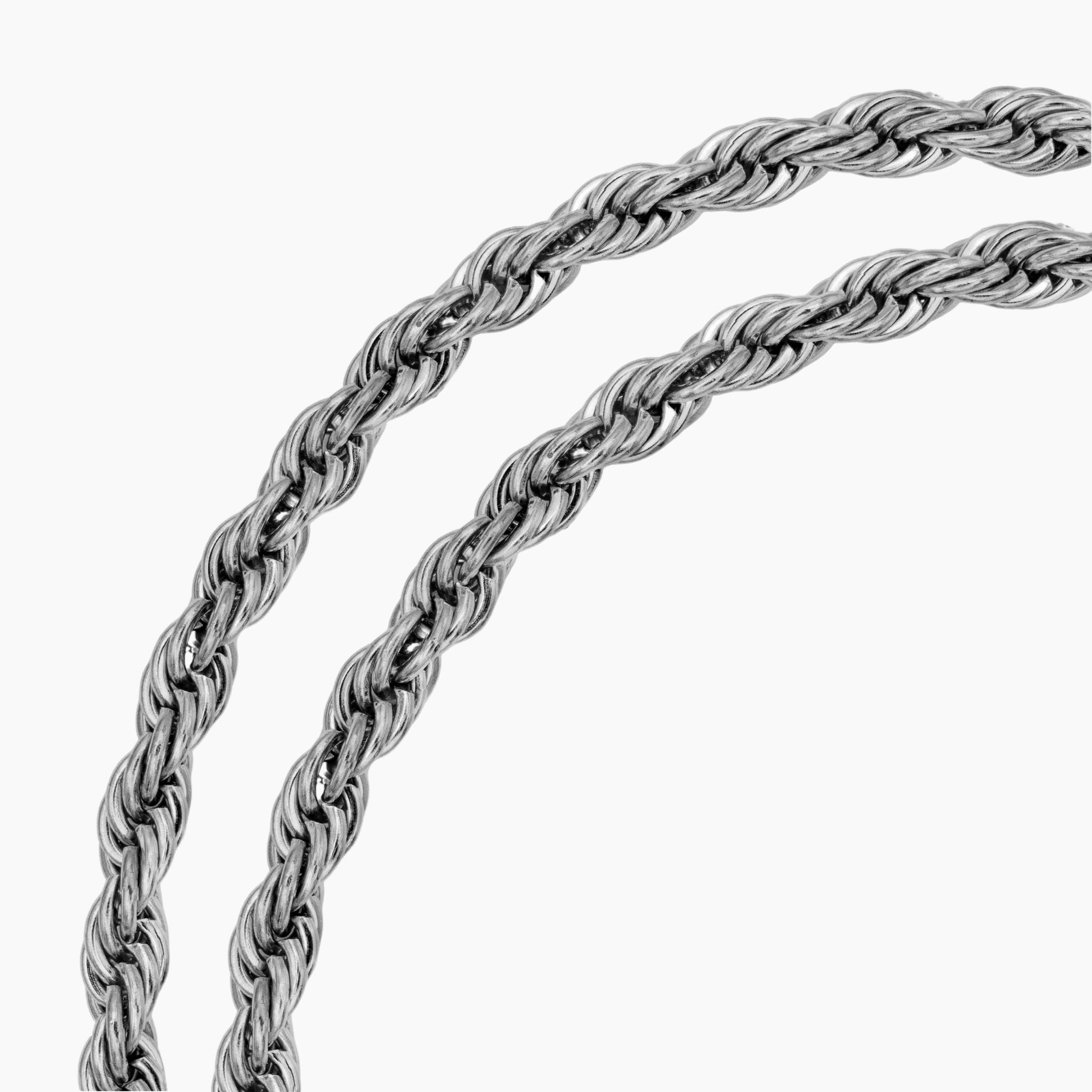 5mm Twisted Rope Bracelet - Silver
